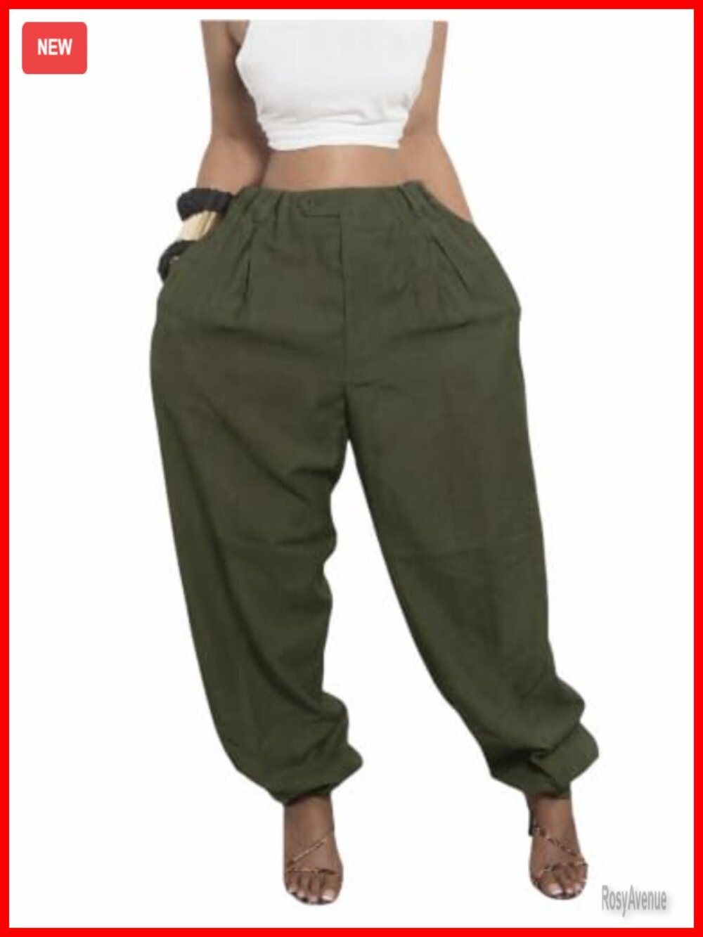 Women's Baggy Parachute Harem Pants High Waisted Tapered Streetwear with Pockets